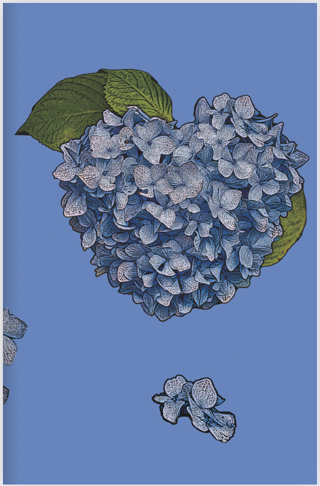 Image of Journal with Blue Hydrangea in the Shape of a Heart on Front Cover