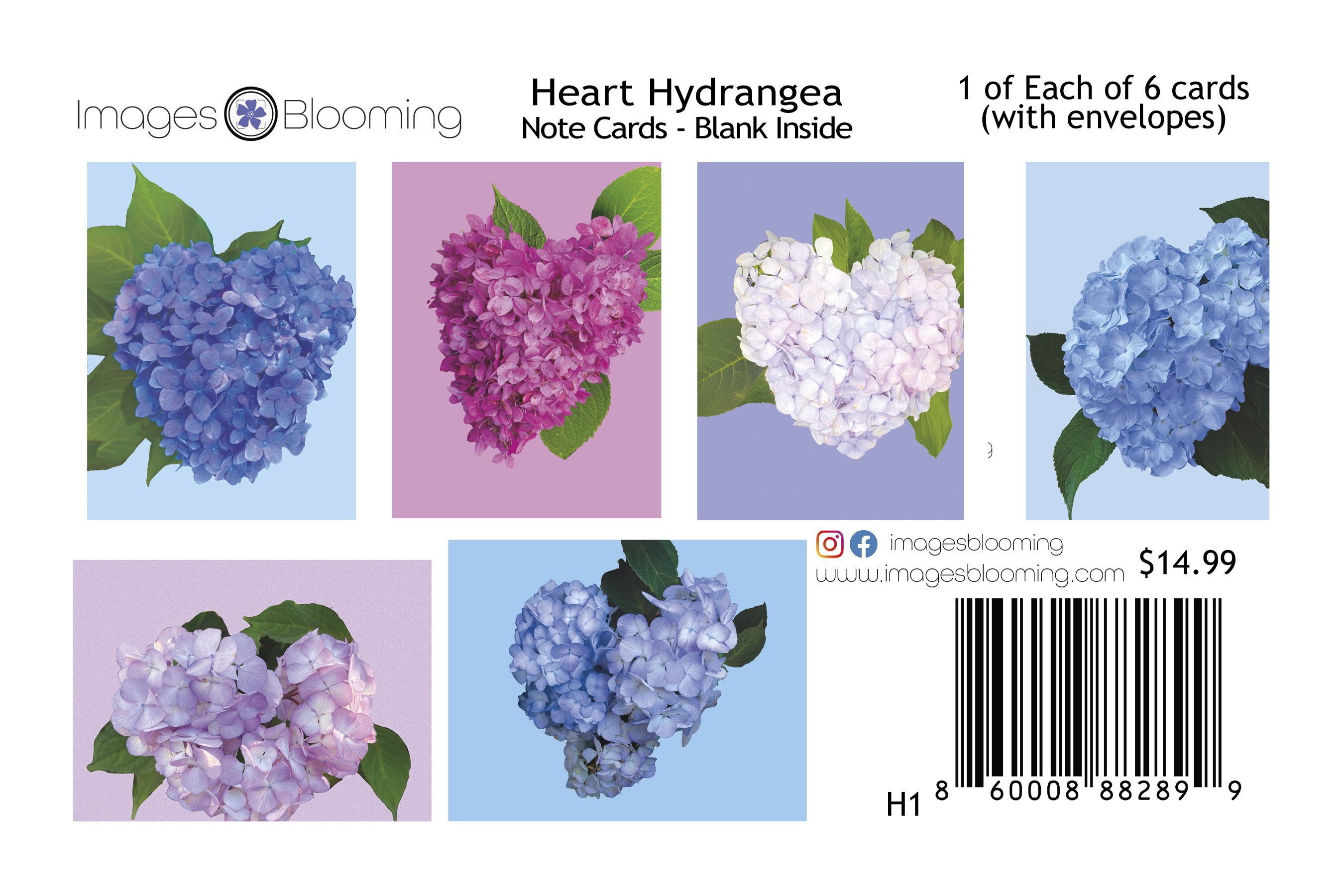 Hydrangea Notecard Pack insert